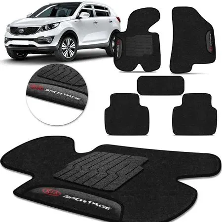 Jogo Tapete Carpete Sportage 2010 a 2018 Logo Bordada 5 Peças