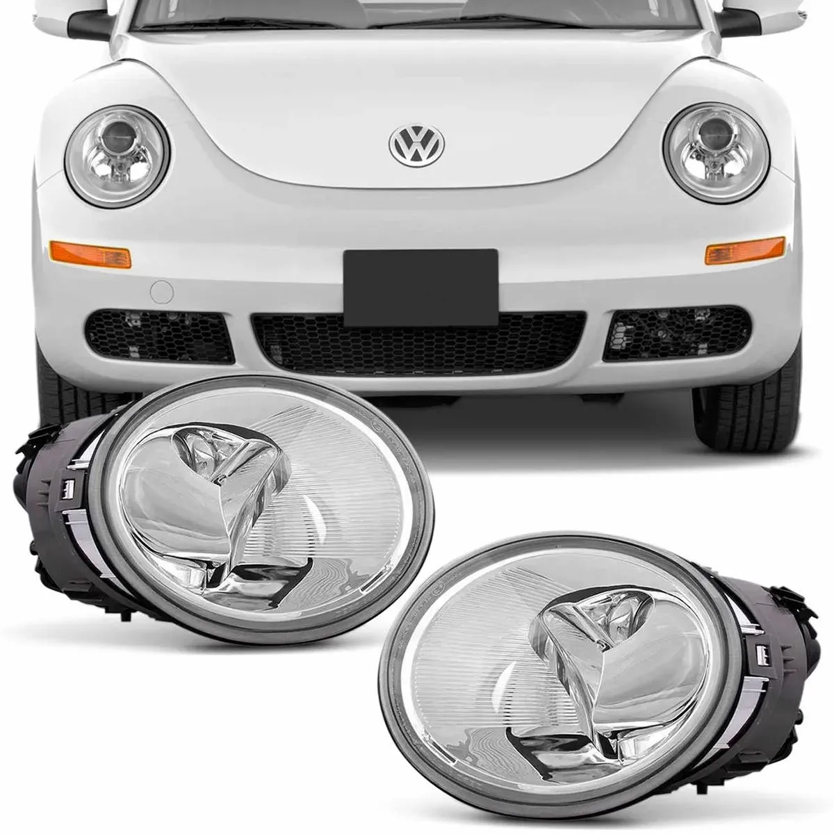 Par de Farol New Beetle 98 99 2000 2001 2002 2003 2004 2005 2006 Cristal Foco Simples