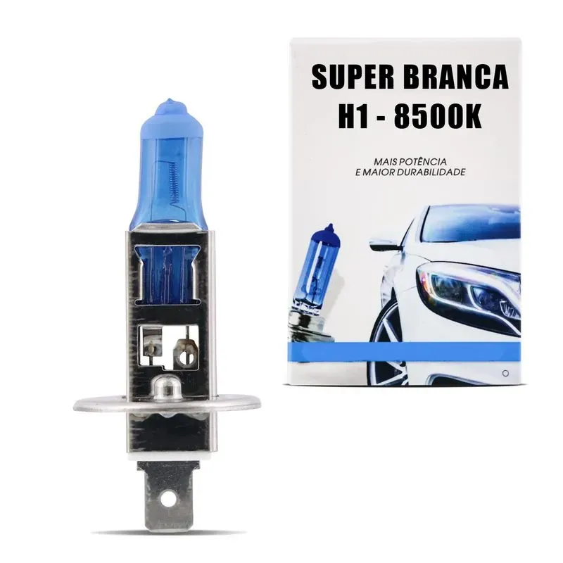 Lâmpada Super Branca H11 H1 H3 H4 H7 HB4 8500K 55w 12V Efeito Xênon Farol Carro