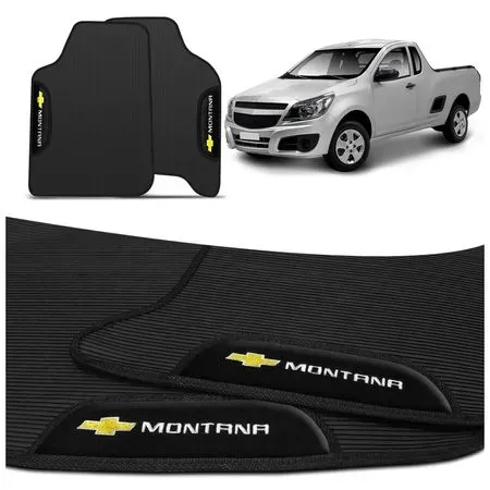 Jogo de Tapete PVC Montana 2011 a 2018 Preto Com Logo Bordado Concept 3D 2 Peças