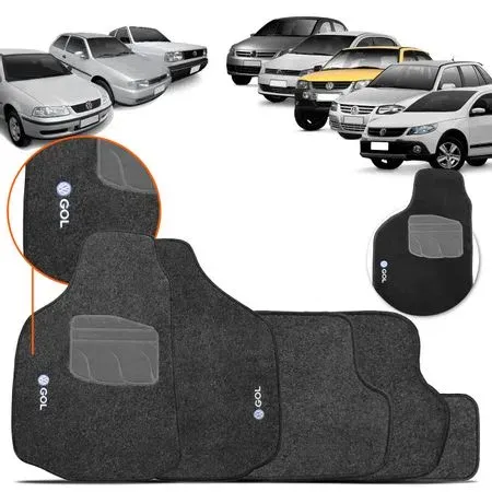 Jogo Tapete Carpete Gol 1982 a 2016 Logo Bordada 5 Peças